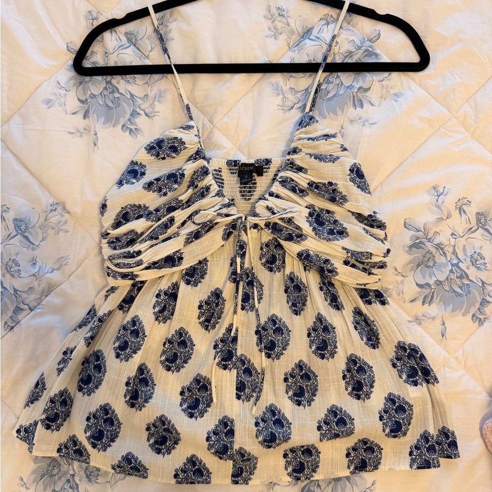 Women’s Blue Floral Spaghetti Strap Tank Top